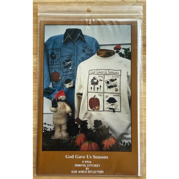 Primitive Stitchery pattern Olde World Reflections: God Gave Us Seasons 9916 - Picture 1 of 2